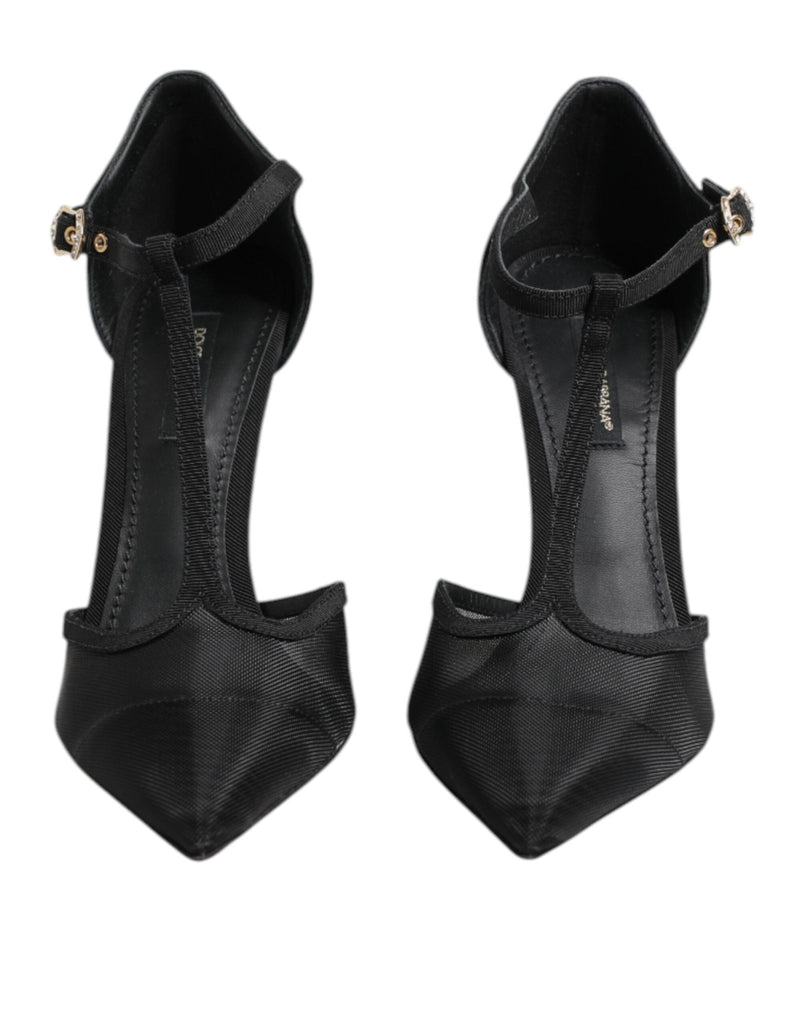 Dolce & Gabbana Black Mesh T - strap Stiletto High Heels Shoes - Beyzy Store - Dolce & Gabbana