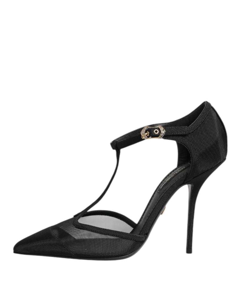 Dolce & Gabbana Black Mesh T - strap Stiletto High Heels Shoes - Beyzy Store - Dolce & Gabbana