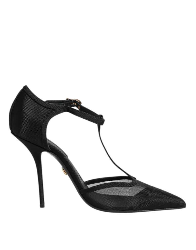 Dolce & Gabbana Black Mesh T - strap Stiletto High Heels Shoes - Beyzy Store - Dolce & Gabbana