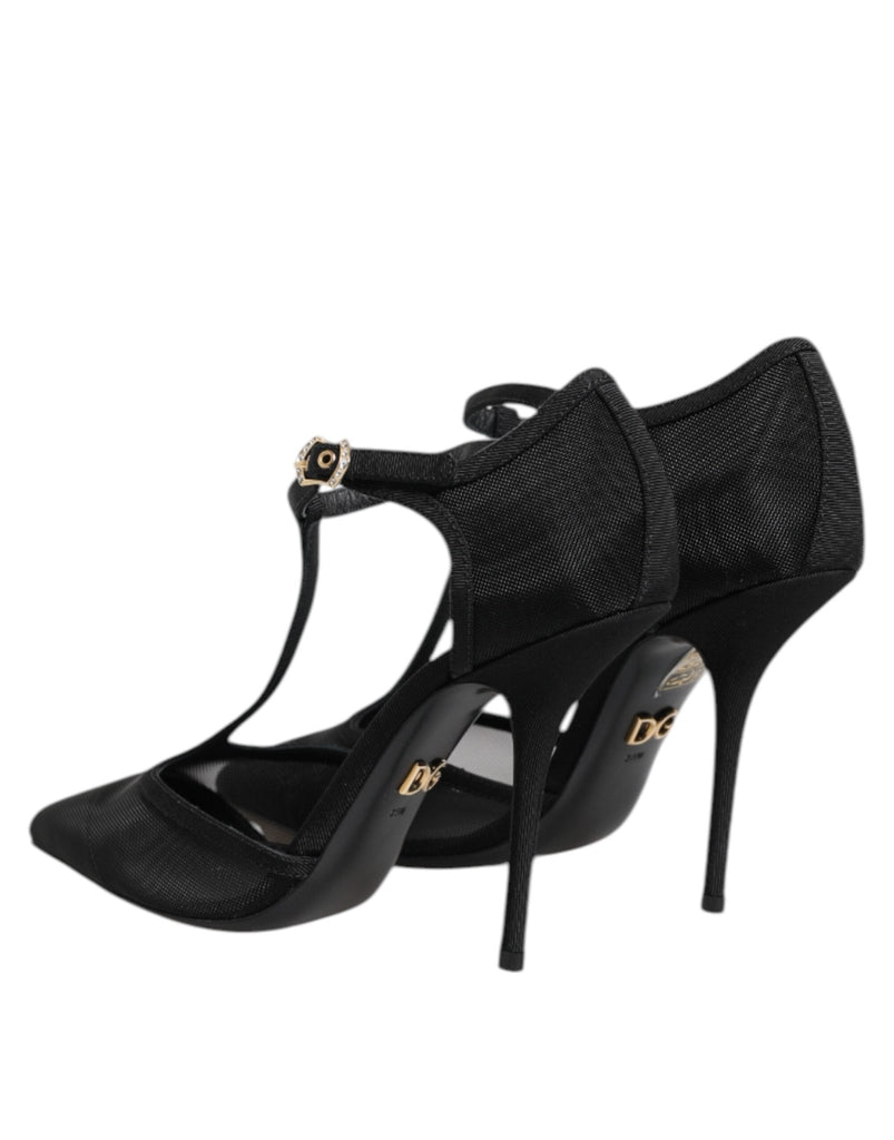 Dolce & Gabbana Black Mesh T - strap Stiletto High Heels Shoes - Beyzy Store - Dolce & Gabbana