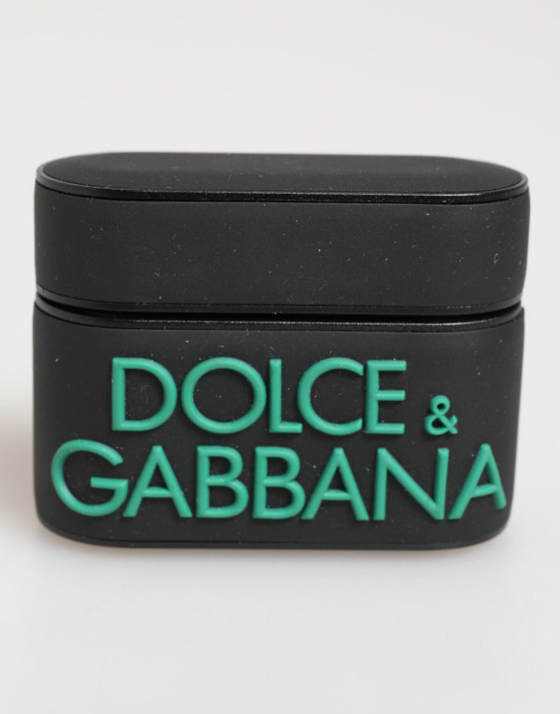 Dolce & Gabbana Black Mint Rubber Logo Embossed Accessory Airpods Case - Beyzy Store - Dolce & Gabbana