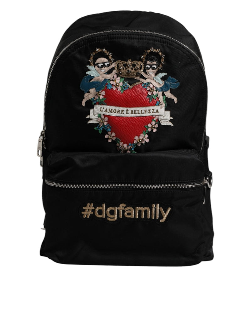 Dolce & Gabbana Black Nylon #DGFAMILY Embellished Backpack VULCANO Bag - Beyzy Store - Dolce & Gabbana