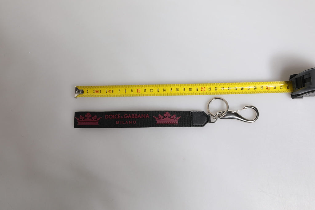 Dolce & Gabbana Black Nylon Logo DG Crown Men's Holder Keychain Keyring - Beyzy Store - Dolce & Gabbana
