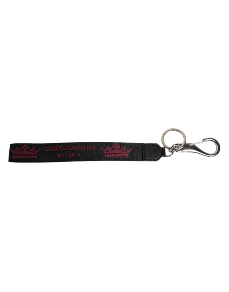 Dolce & Gabbana Black Nylon Logo DG Crown Men's Holder Keychain Keyring - Beyzy Store - Dolce & Gabbana
