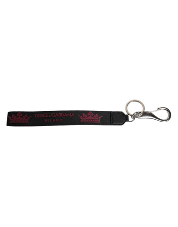 Dolce & Gabbana Black Nylon Logo DG Crown Men's Holder Keychain Keyring - Beyzy Store - Dolce & Gabbana
