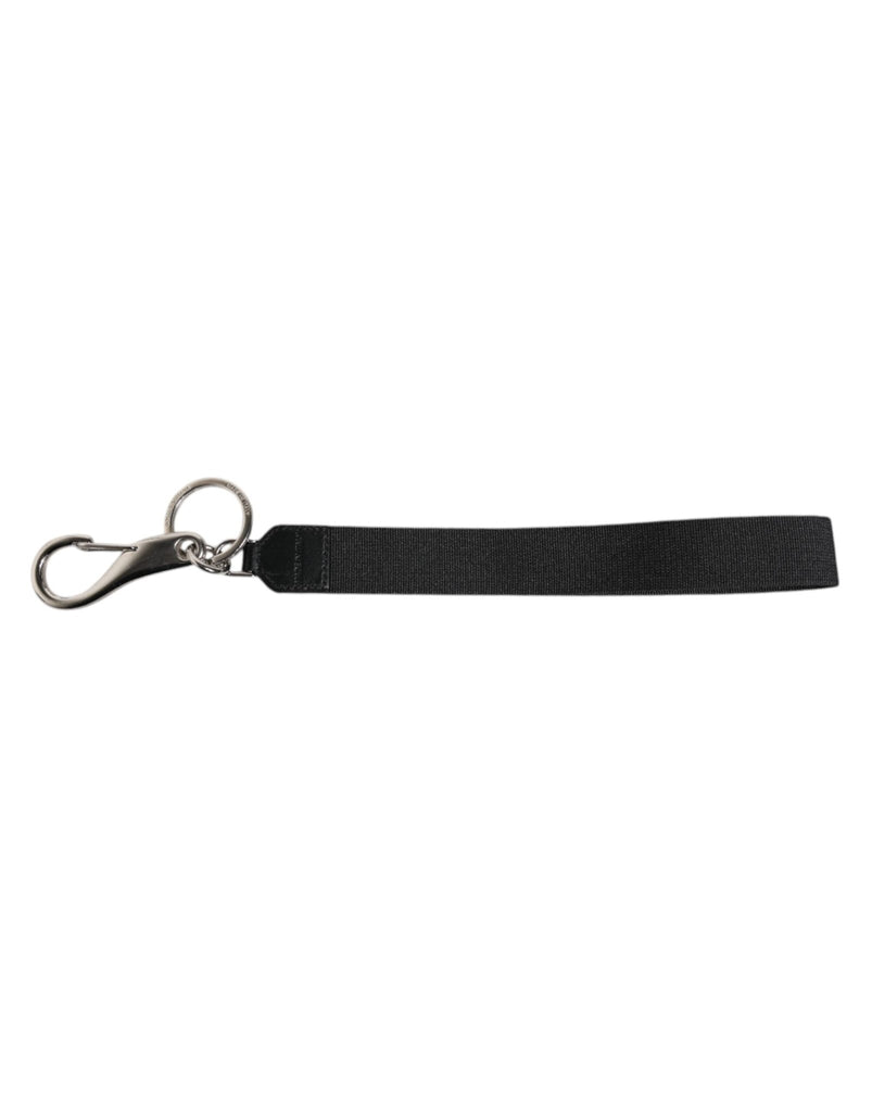 Dolce & Gabbana Black Nylon Logo DG Crown Men's Holder Keychain Keyring - Beyzy Store - Dolce & Gabbana
