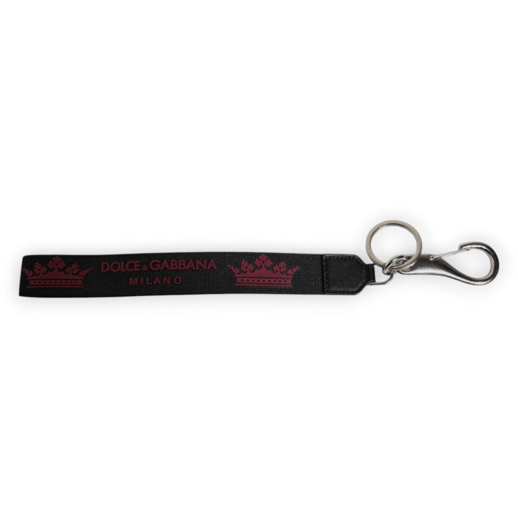 Dolce & Gabbana Black Nylon Logo DG Crown Men's Holder Keychain Keyring - Beyzy Store - Dolce & Gabbana