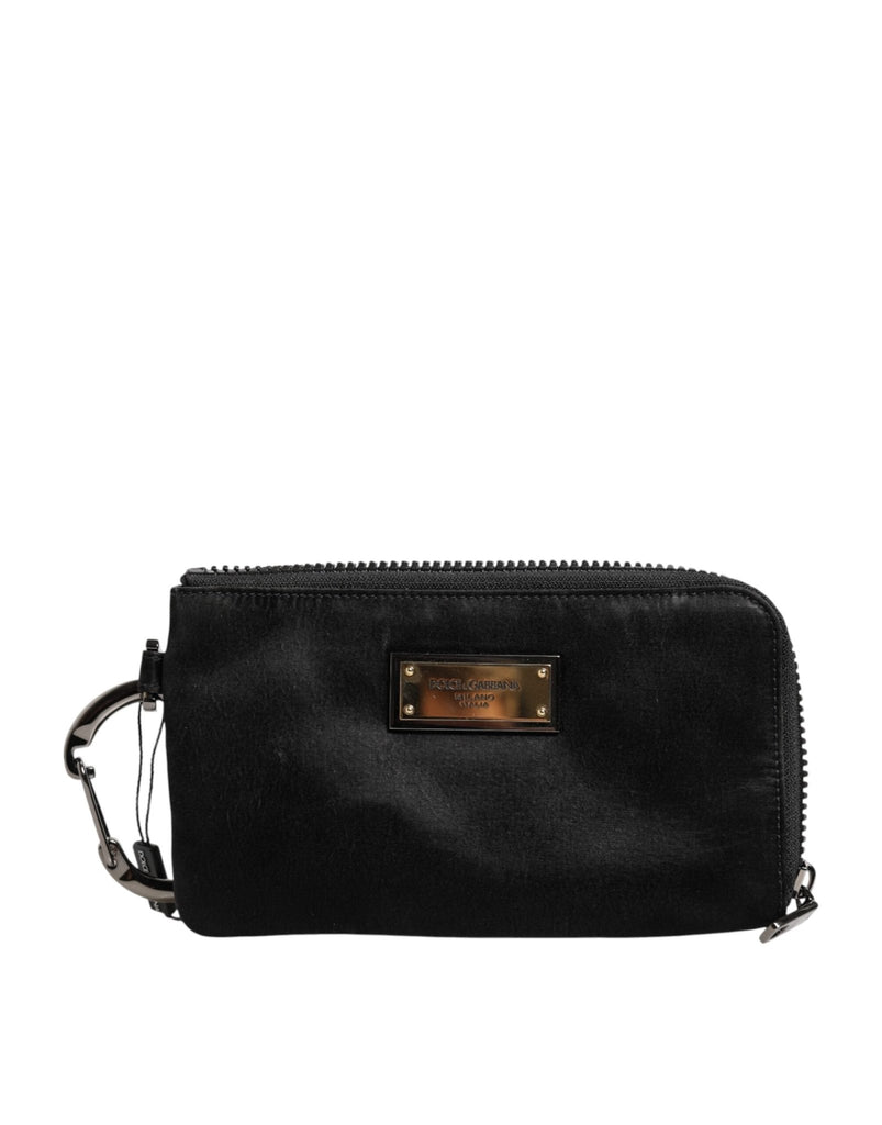 Dolce & Gabbana Black Nylon Logo Plaque Keyring Pouch Clutch Bag - Beyzy Store - Dolce & Gabbana