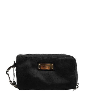 Dolce & Gabbana Black Nylon Logo Plaque Keyring Pouch Clutch Bag - Beyzy Store - Dolce & Gabbana