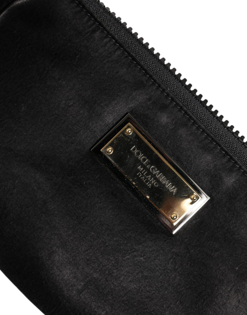 Dolce & Gabbana Black Nylon Logo Plaque Keyring Pouch Clutch Bag - Beyzy Store - Dolce & Gabbana