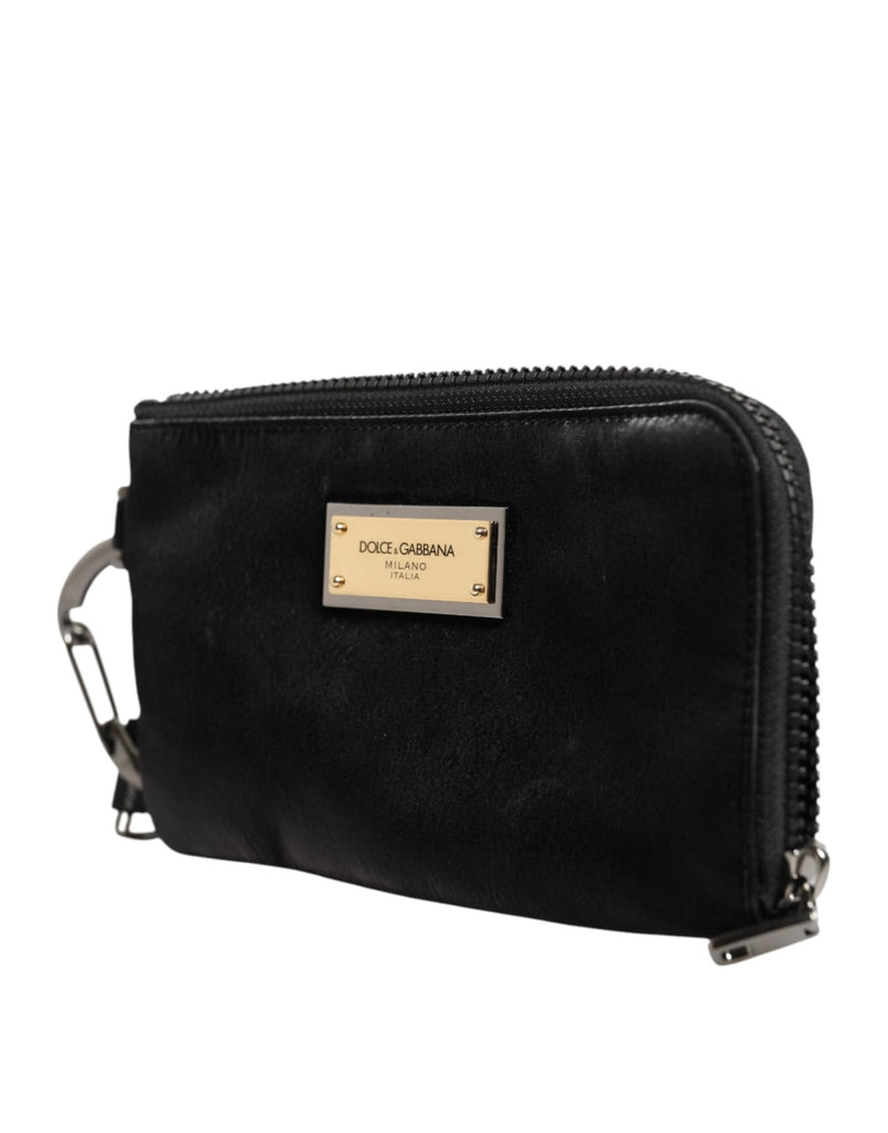 Dolce & Gabbana Black Nylon Logo Plaque Keyring Pouch Clutch Bag - Beyzy Store - Dolce & Gabbana