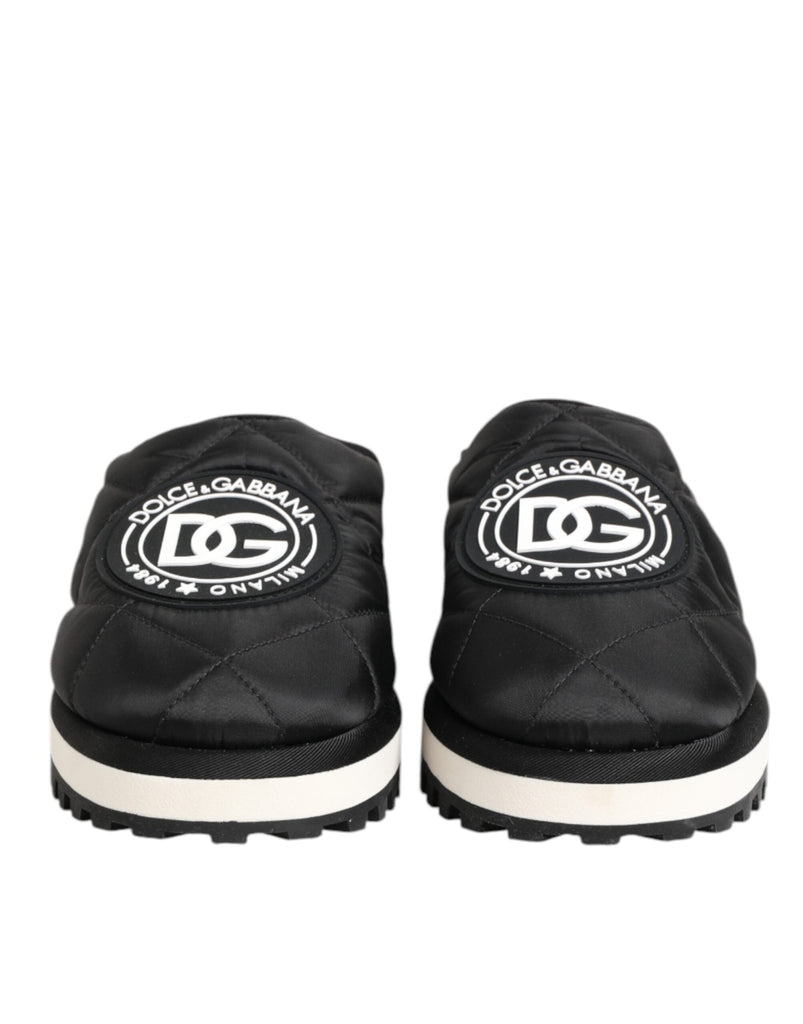 Dolce & Gabbana Black Nylon Low Top Slip On Sneaker Shoes - Beyzy Store - Dolce & Gabbana