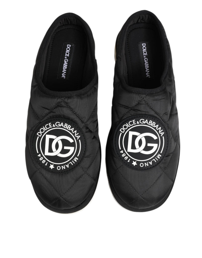 Dolce & Gabbana Black Nylon Low Top Slip On Sneaker Shoes - Beyzy Store - Dolce & Gabbana