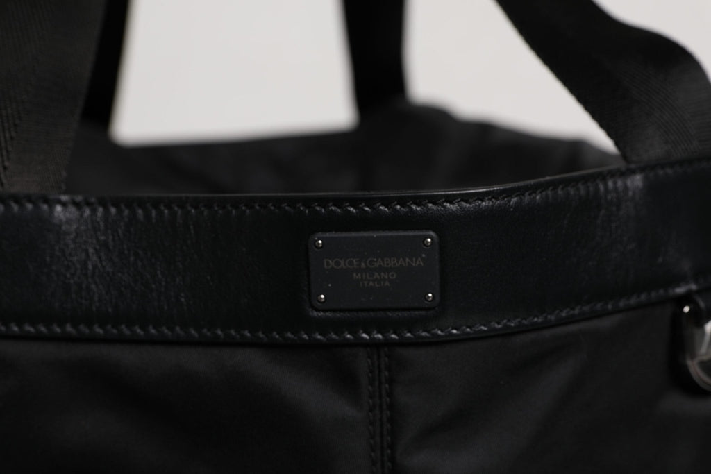 Dolce & Gabbana Black Nylon White Iconic Logo Shoulder Bucket Bag - Beyzy Store - Dolce & Gabbana
