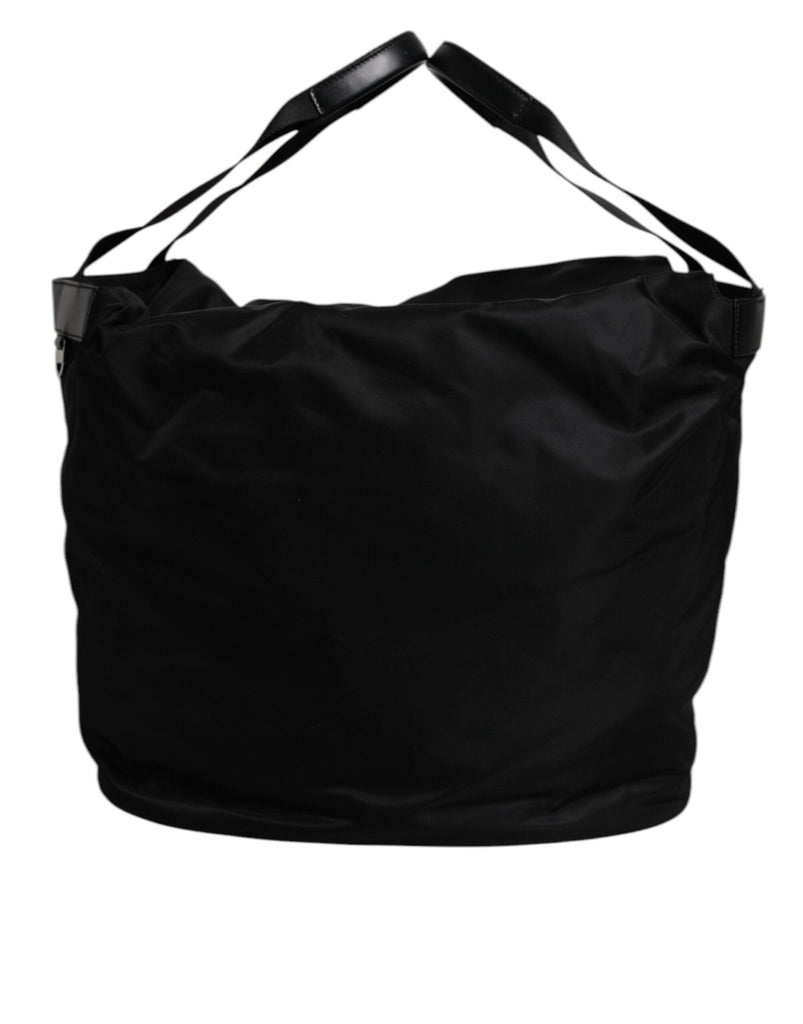 Dolce & Gabbana Black Nylon White Iconic Logo Shoulder Bucket Bag - Beyzy Store - Dolce & Gabbana