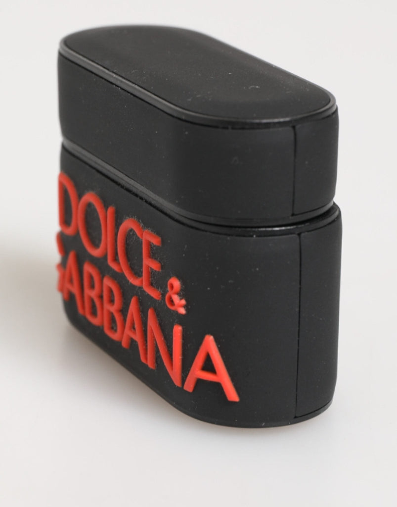 Dolce & Gabbana Black Orange Rubber Logo Embossed Accessory Airpods Case - Beyzy Store - Dolce & Gabbana