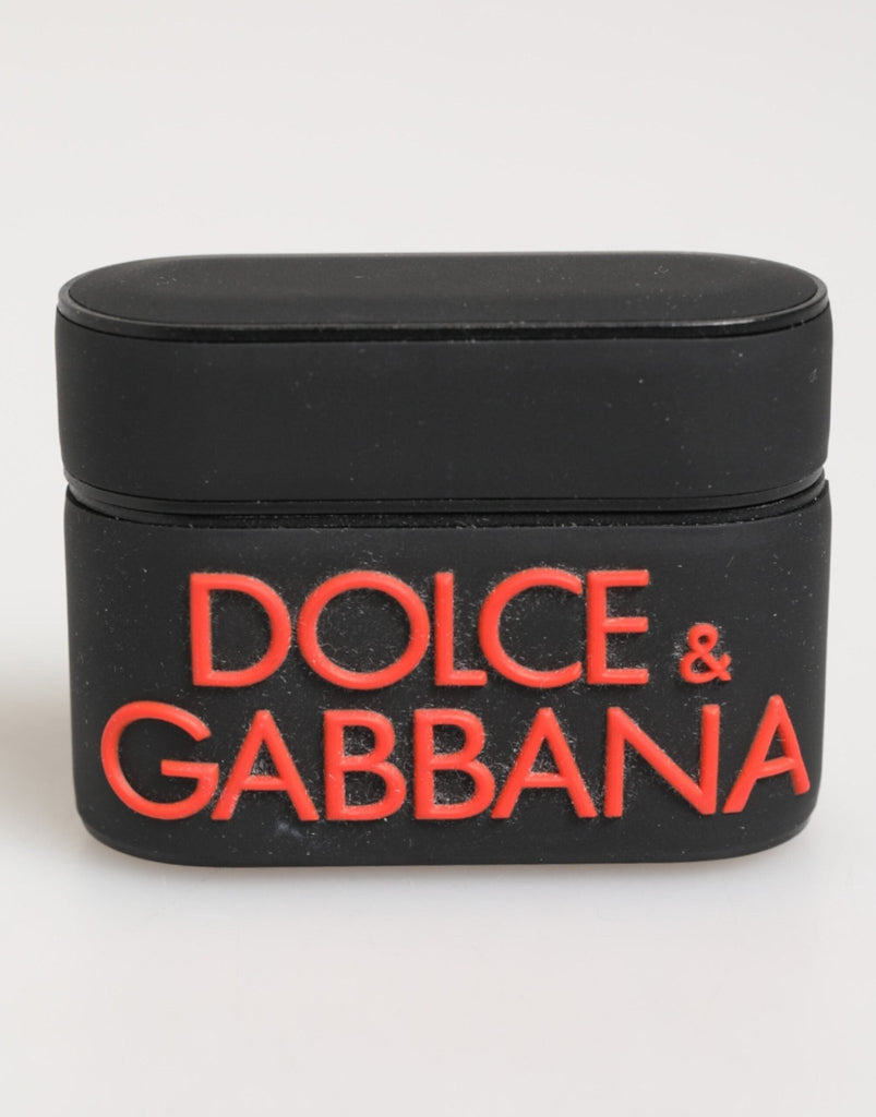 Dolce & Gabbana Black Orange Rubber Logo Embossed Accessory Airpods Case - Beyzy Store - Dolce & Gabbana