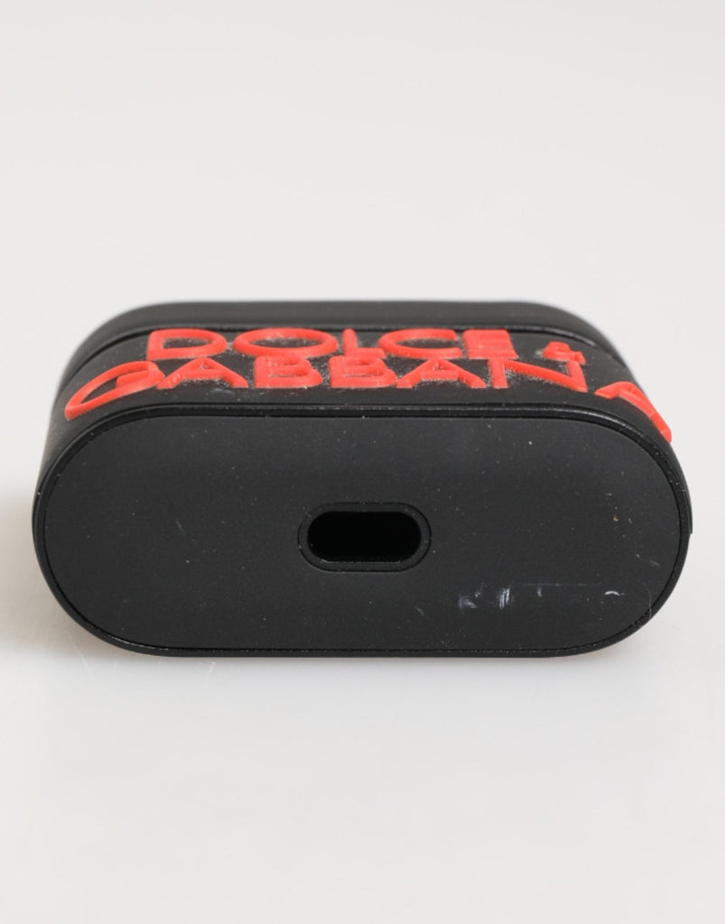 Dolce & Gabbana Black Orange Rubber Logo Embossed Accessory Airpods Case - Beyzy Store - Dolce & Gabbana