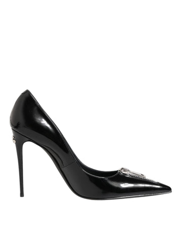 Dolce & Gabbana Black Patent Leather Zipper Heels Pumps Shoes - Beyzy Store - Dolce & Gabbana