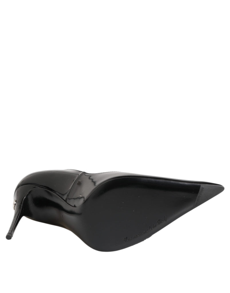 Dolce & Gabbana Black Patent Leather Zipper Heels Pumps Shoes - Beyzy Store - Dolce & Gabbana