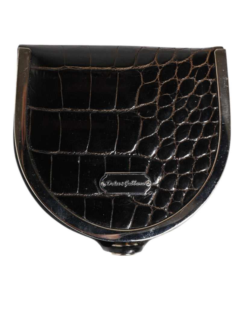 Dolce & Gabbana Black Polished Crocodile Leather Mens Coin Purse Wallet - Beyzy Store - Dolce & Gabbana