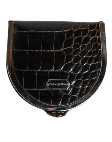 Dolce & Gabbana Black Polished Crocodile Leather Mens Coin Purse Wallet - Beyzy Store - Dolce & Gabbana