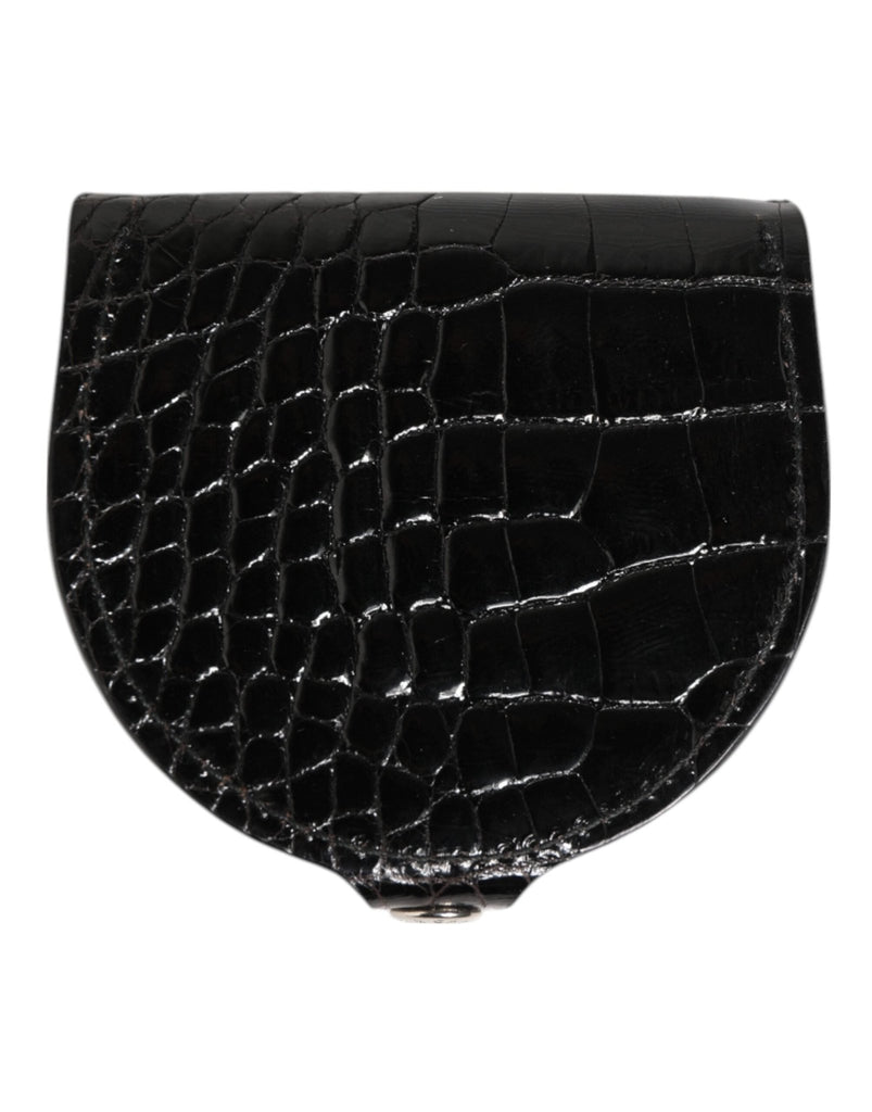 Dolce & Gabbana Black Polished Crocodile Leather Mens Coin Purse Wallet - Beyzy Store - Dolce & Gabbana