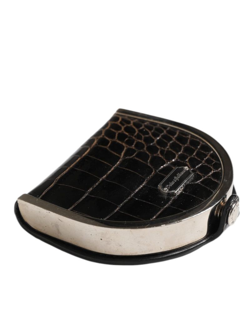Dolce & Gabbana Black Polished Crocodile Leather Mens Coin Purse Wallet - Beyzy Store - Dolce & Gabbana
