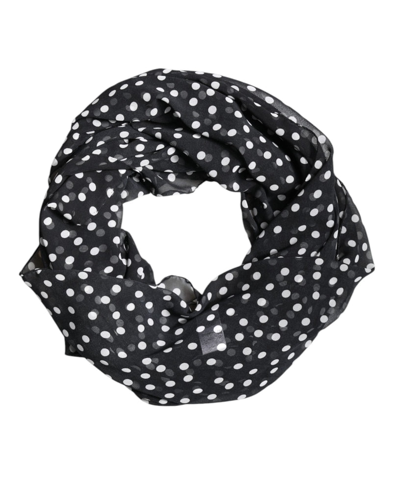 Dolce & Gabbana Black Polka Dots Polyester Wrap Shawl Scarf - Beyzy Store - Dolce & Gabbana