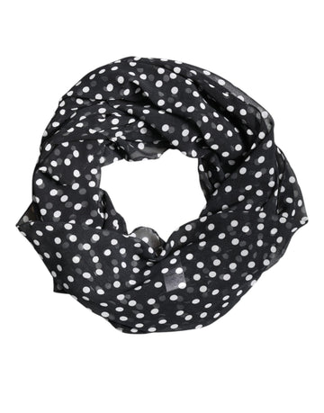 Dolce & Gabbana Black Polka Dots Polyester Wrap Shawl Scarf - Beyzy Store - Dolce & Gabbana