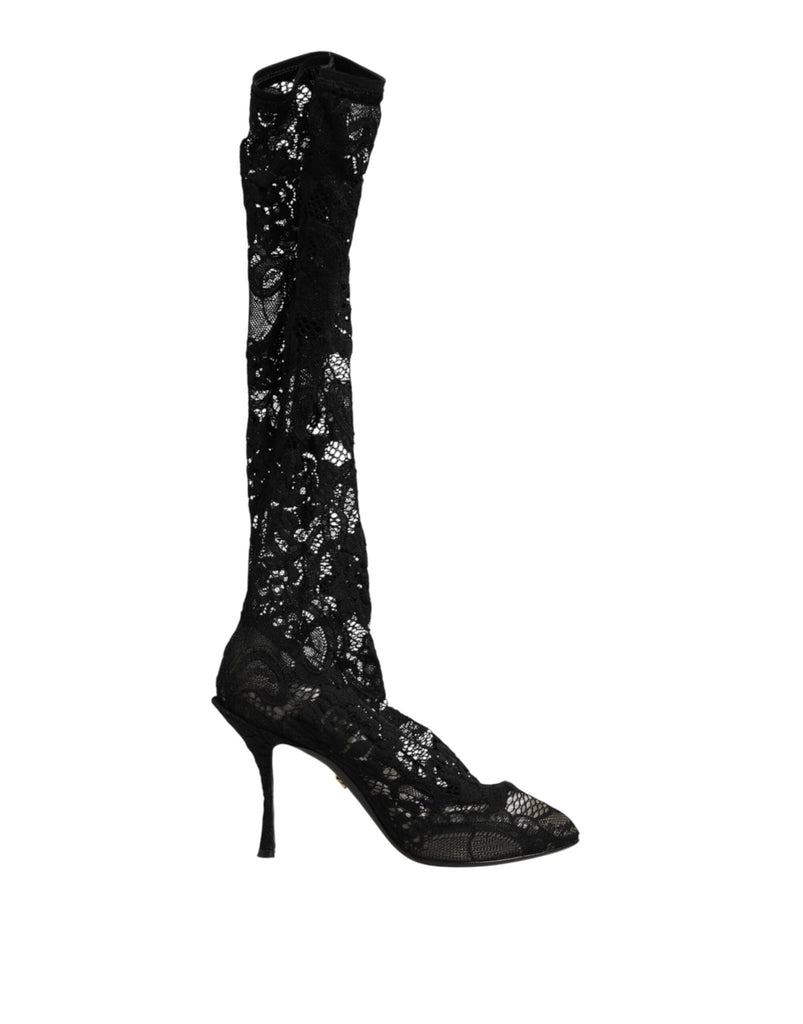 Dolce & Gabbana Black Pumps Taormina Lace Socks Boots Shoes - Beyzy Store - Dolce & Gabbana