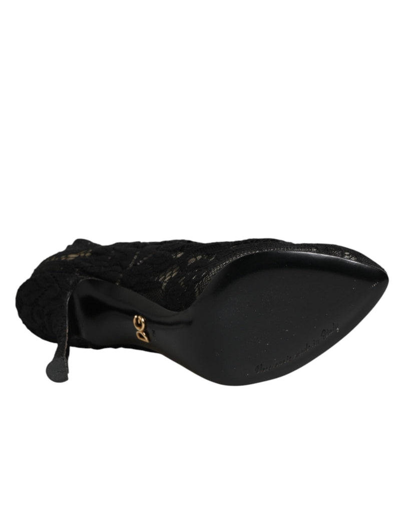 Dolce & Gabbana Black Pumps Taormina Lace Socks Boots Shoes - Beyzy Store - Dolce & Gabbana