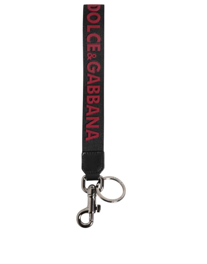Dolce & Gabbana Black Red DG Logo Polyester Silver Men Keychain Keyring - Beyzy Store - Dolce & Gabbana
