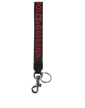 Dolce & Gabbana Black Red DG Logo Polyester Silver Men Keychain Keyring - Beyzy Store - Dolce & Gabbana