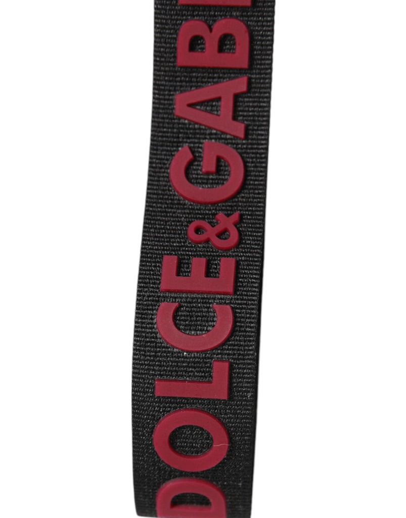 Dolce & Gabbana Black Red DG Logo Polyester Silver Men Keychain Keyring - Beyzy Store - Dolce & Gabbana