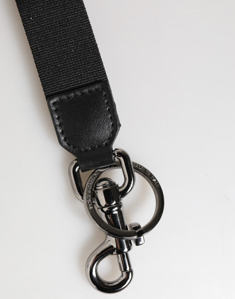 Dolce & Gabbana Black Red Logo Polyester Brass Holder Keychain Keyring - Beyzy Store - Dolce & Gabbana