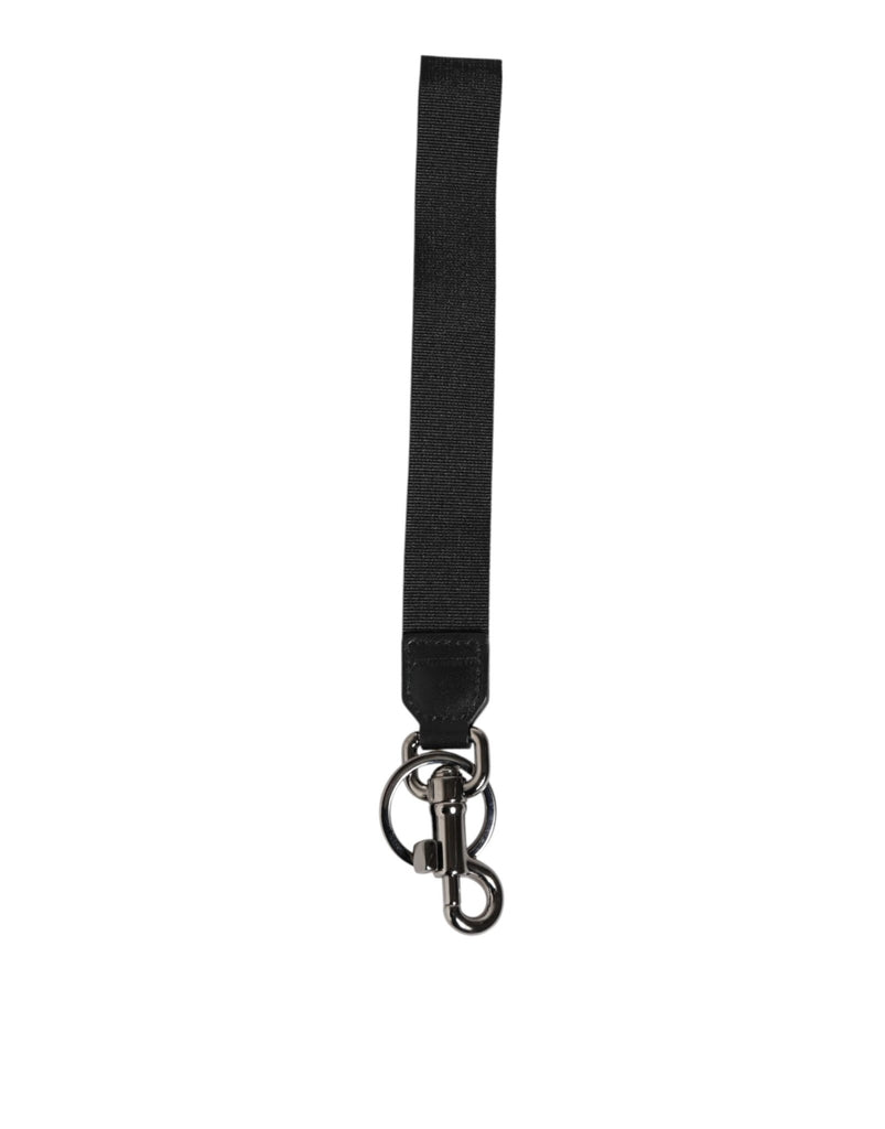Dolce & Gabbana Black Red Logo Polyester Brass Holder Keychain Keyring - Beyzy Store - Dolce & Gabbana