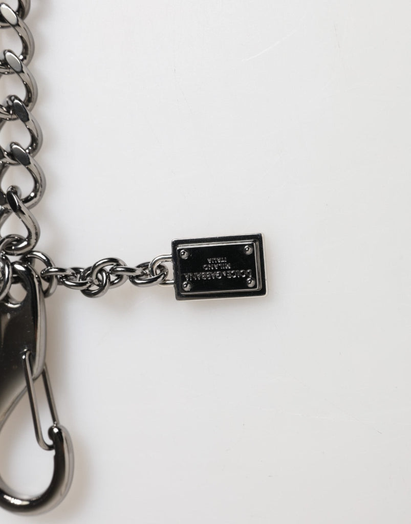 Dolce & Gabbana Black Red Military Leather Patch DG Logo Keychain Keyring - Beyzy Store - Dolce & Gabbana