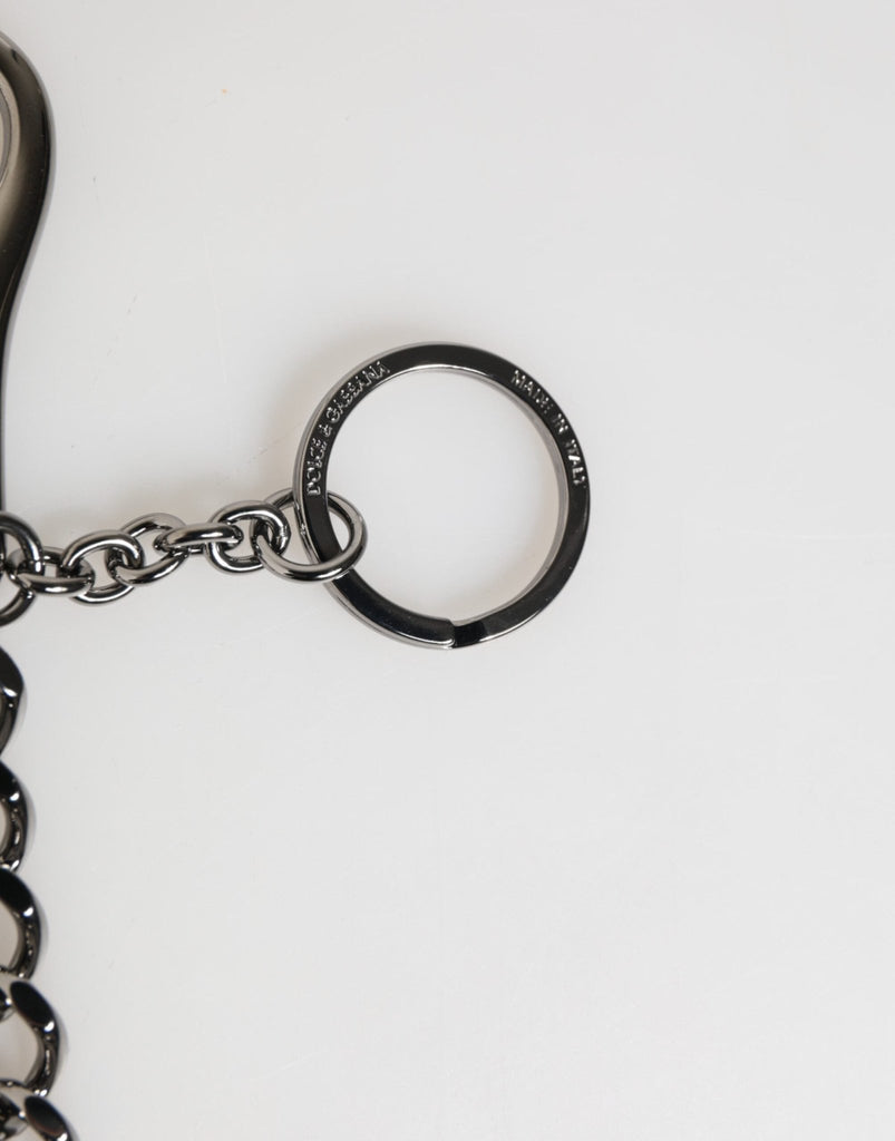 Dolce & Gabbana Black Red Military Leather Patch DG Logo Keychain Keyring - Beyzy Store - Dolce & Gabbana