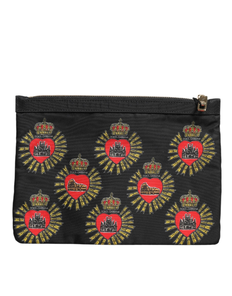Dolce & Gabbana Black Red Nylon Sacred Heart Clutch Pouch Bag - Beyzy Store - Dolce & Gabbana