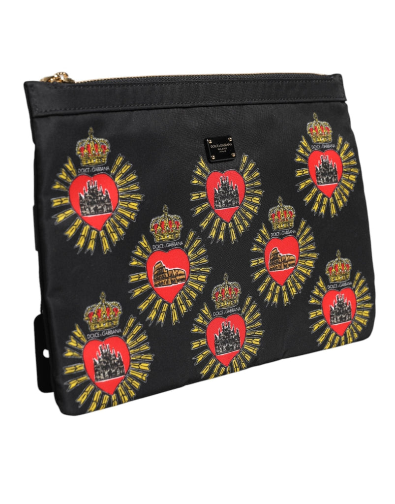Dolce & Gabbana Black Red Nylon Sacred Heart Clutch Pouch Bag - Beyzy Store - Dolce & Gabbana