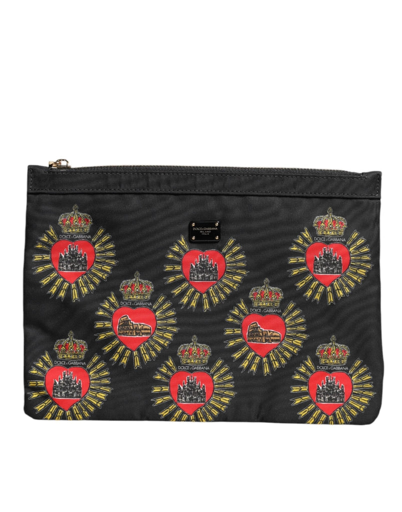 Dolce & Gabbana Black Red Nylon Sacred Heart Clutch Pouch Bag - Beyzy Store - Dolce & Gabbana