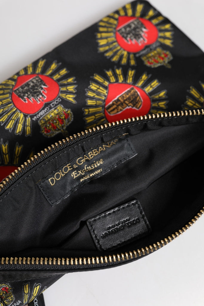 Dolce & Gabbana Black Red Nylon Sacred Heart Clutch Pouch Bag - Beyzy Store - Dolce & Gabbana