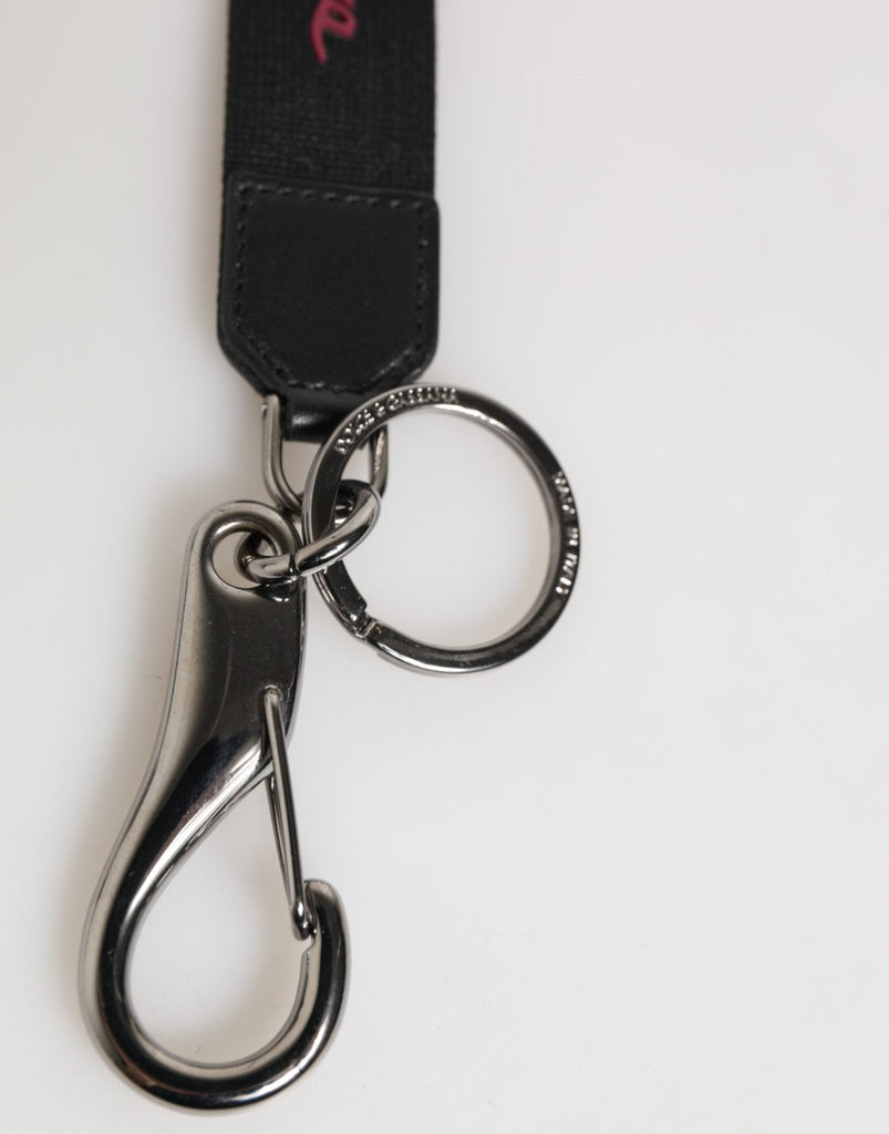 Dolce & Gabbana Black Red Polyester DG Logo Silver Men Keychain Keyring - Beyzy Store - Dolce & Gabbana