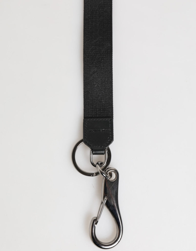 Dolce & Gabbana Black Red Polyester DG Logo Silver Men Keychain Keyring - Beyzy Store - Dolce & Gabbana