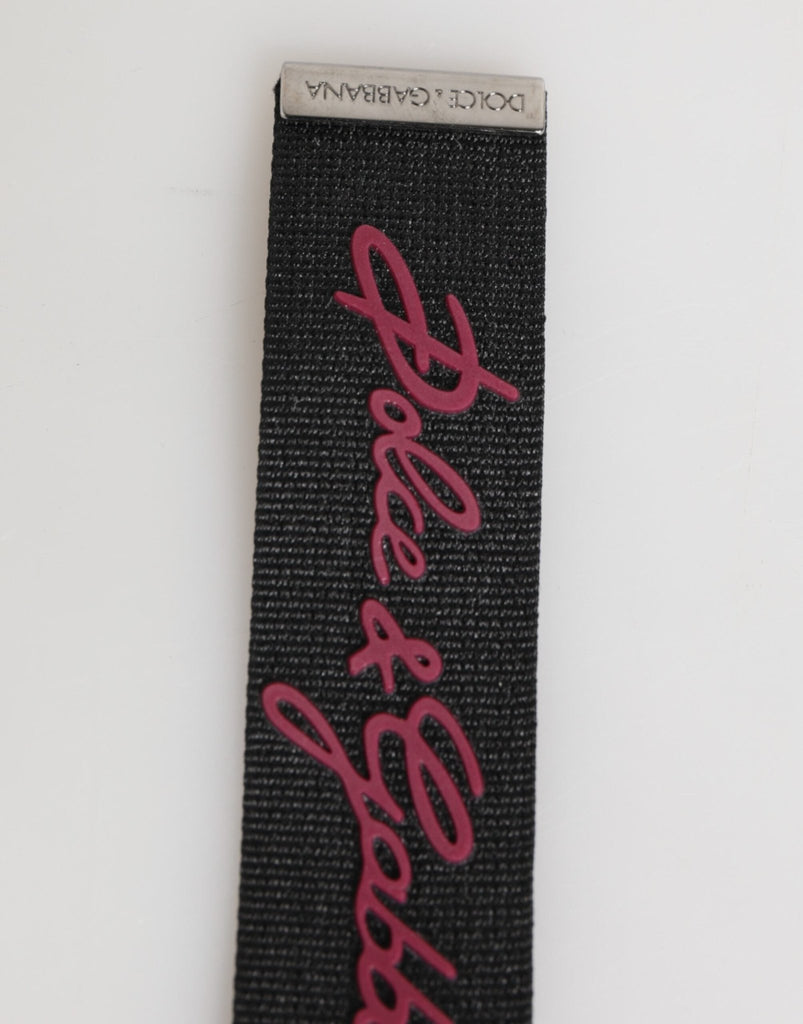 Dolce & Gabbana Black Red Polyester DG Logo Silver Men Keychain Keyring - Beyzy Store - Dolce & Gabbana