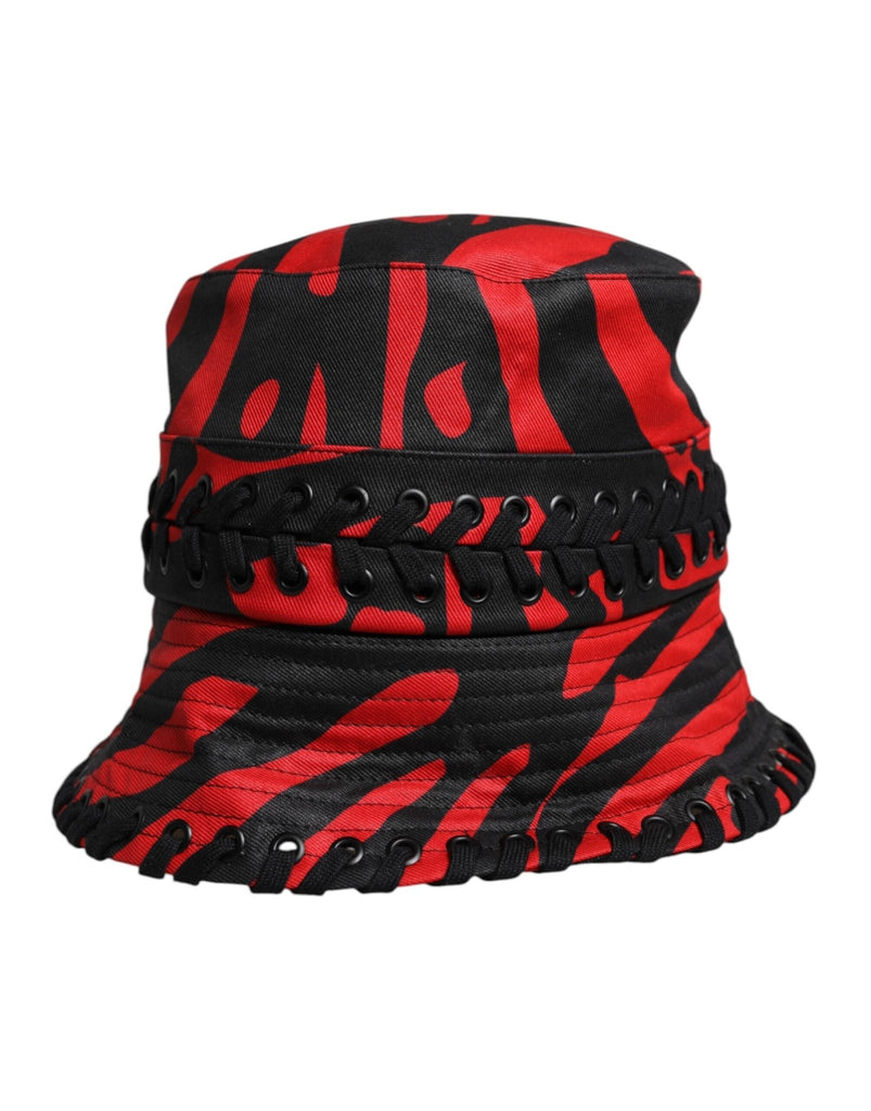 Dolce & Gabbana Black Red Stripe Polyester Wide Brim Bucket Hat - Beyzy Store - Dolce & Gabbana