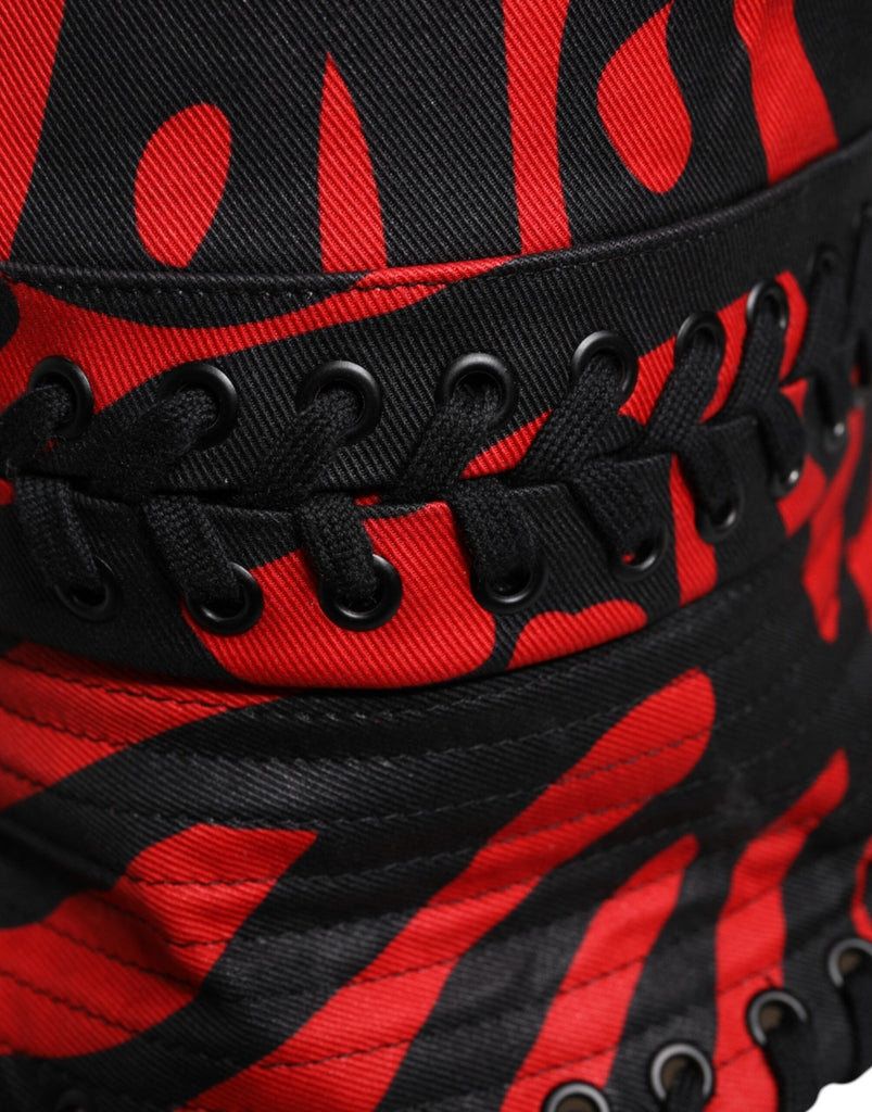 Dolce & Gabbana Black Red Stripe Polyester Wide Brim Bucket Hat - Beyzy Store - Dolce & Gabbana