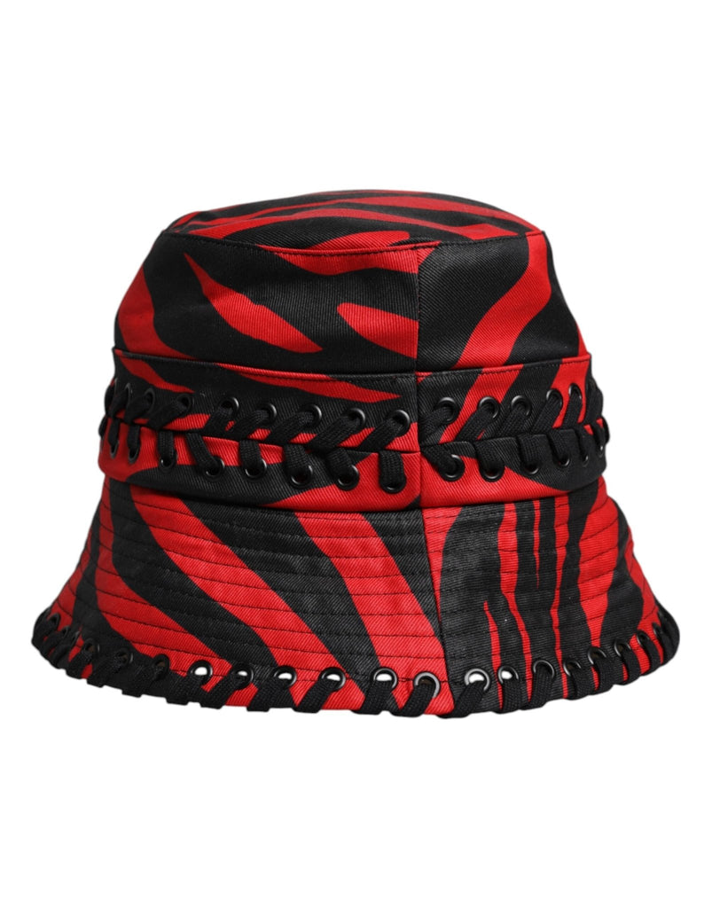 Dolce & Gabbana Black Red Stripe Polyester Wide Brim Bucket Hat - Beyzy Store - Dolce & Gabbana
