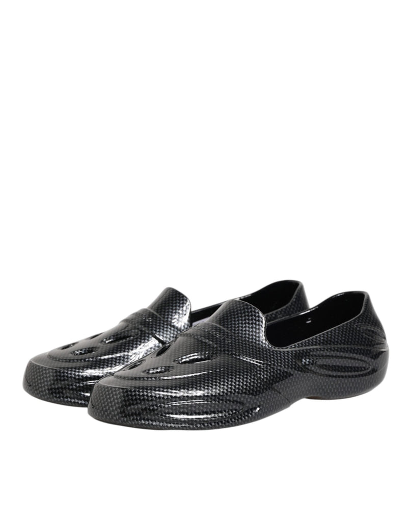 Dolce & Gabbana Black Rubber Slides Low Top Sneakers Shoes - Beyzy Store - Dolce & Gabbana